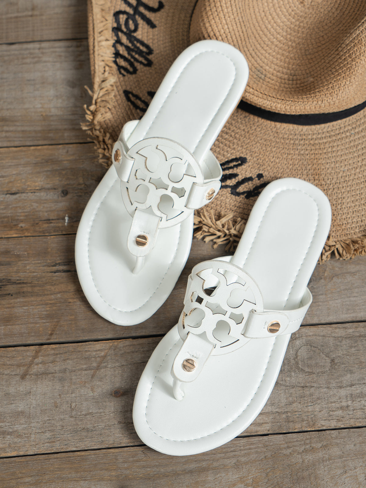 Herringbone Flat Sandals for Women