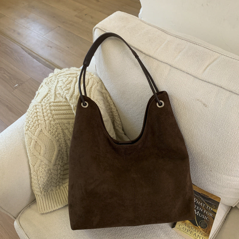 Minimalist Retro Suede Shoulder Bag