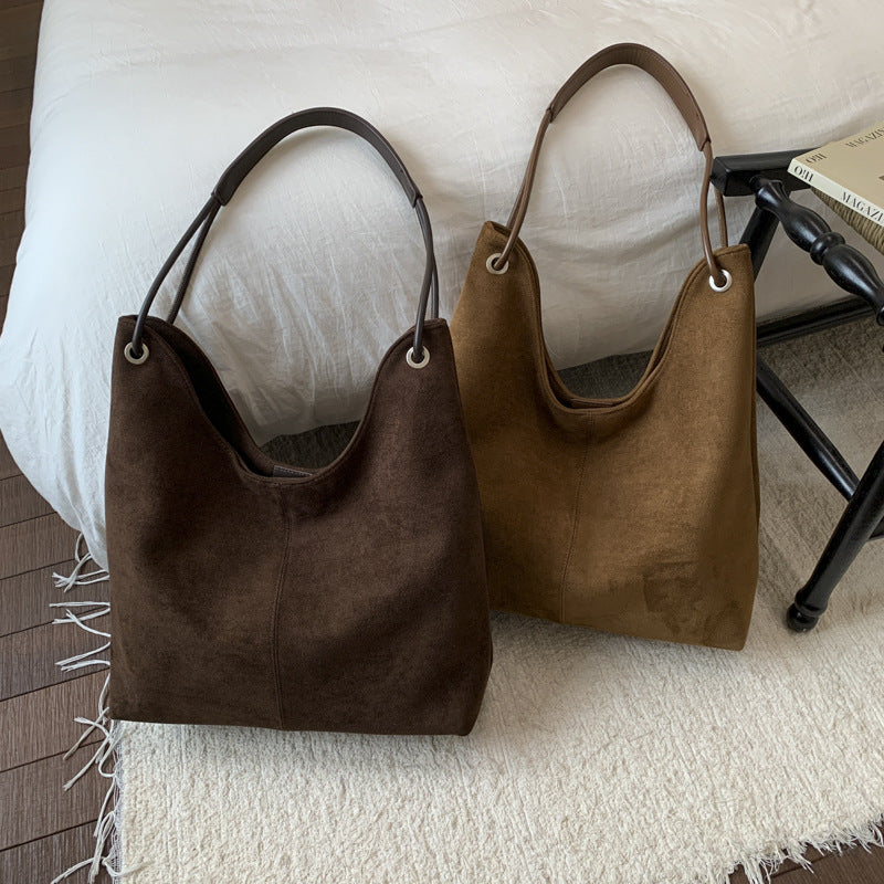 Minimalist Retro Suede Shoulder Bag
