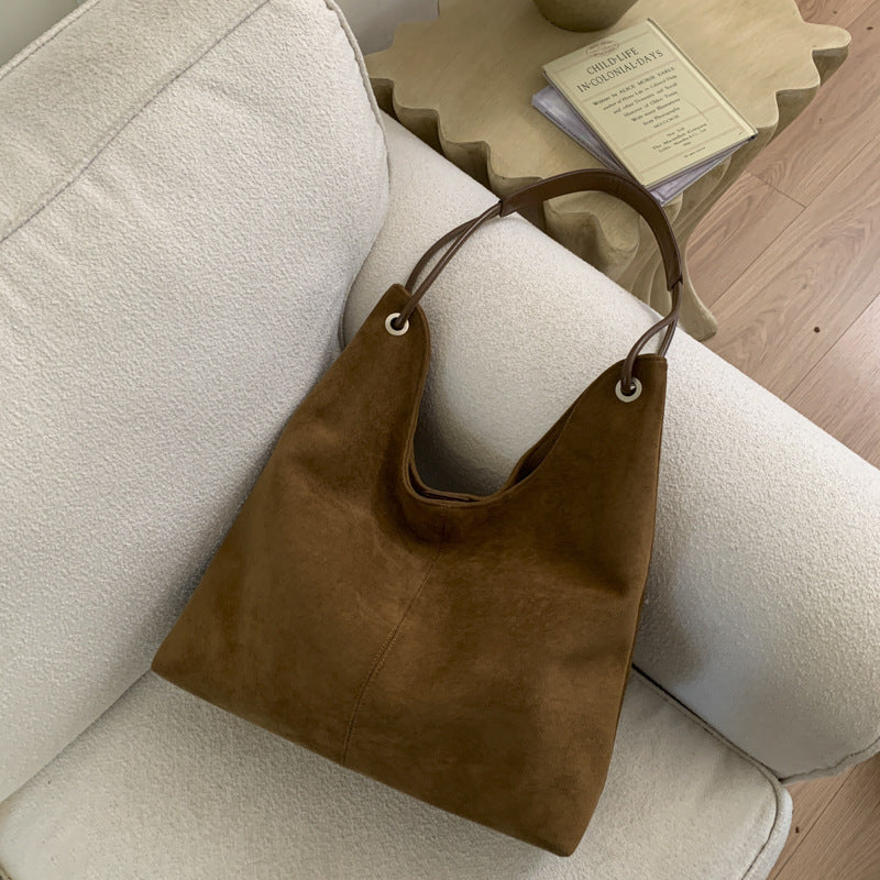Minimalist Retro Suede Shoulder Bag