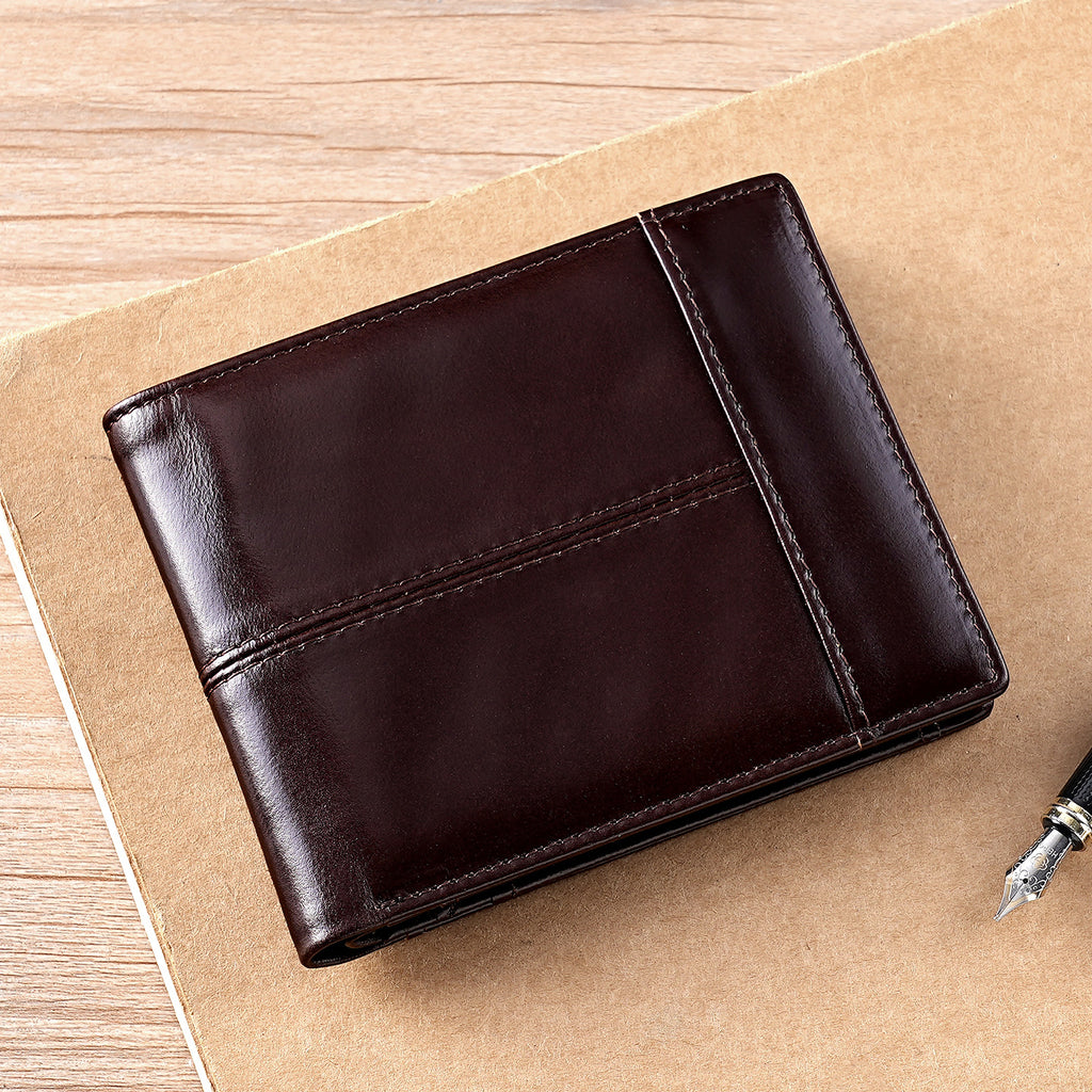 Oil-Waxed Cowhide RFID Mens Wallet