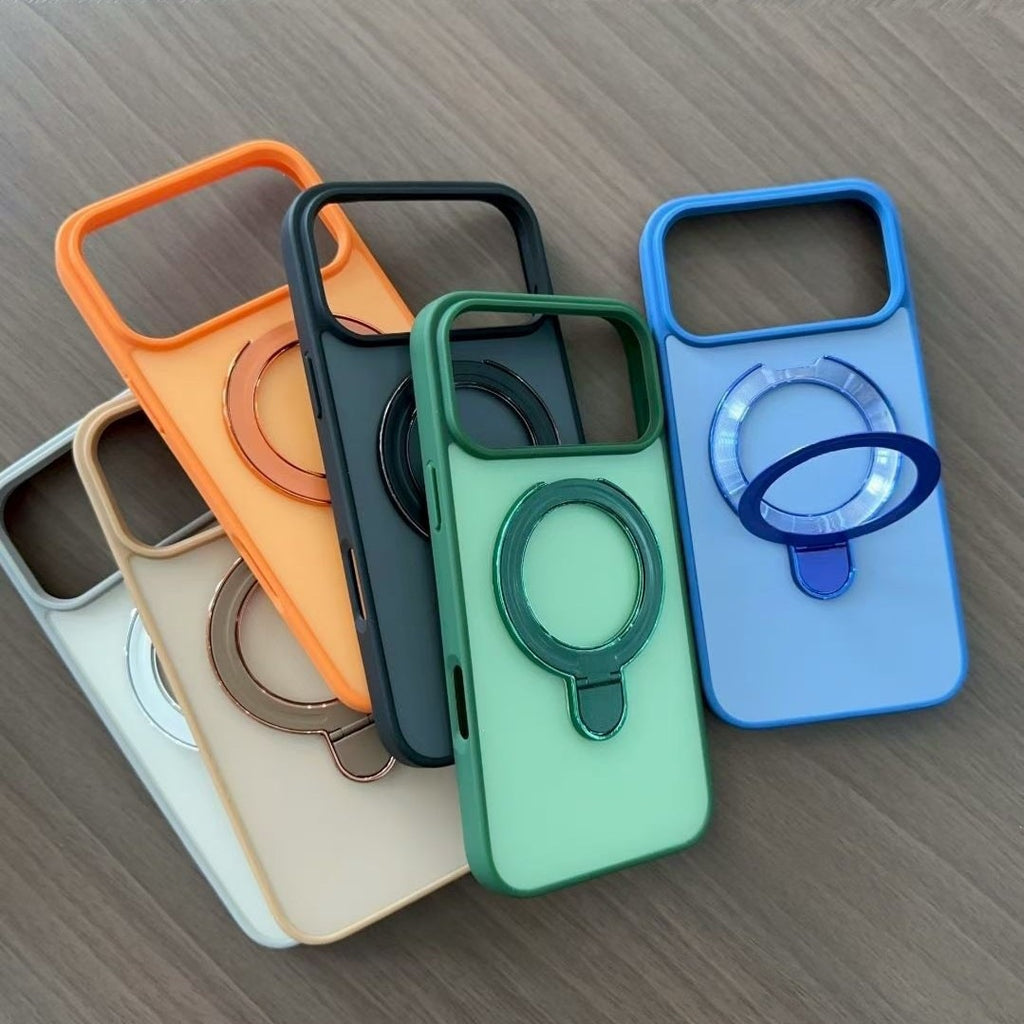 Skin-Like Contrast Color Magnetic Phone Case with Stand