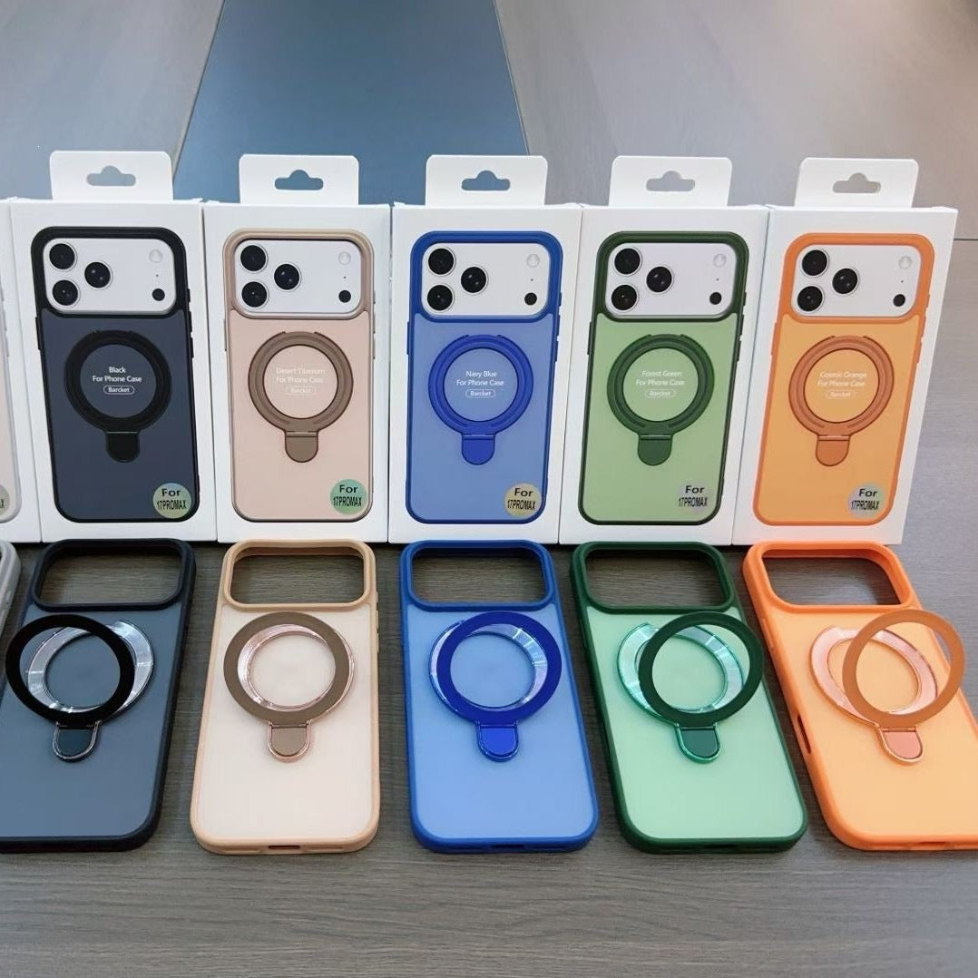 Skin-Like Contrast Color Magnetic Phone Case with Stand