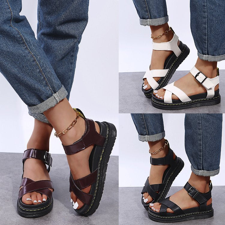 Womens Flat Roman Sandals Thick Hollow Out Sandals