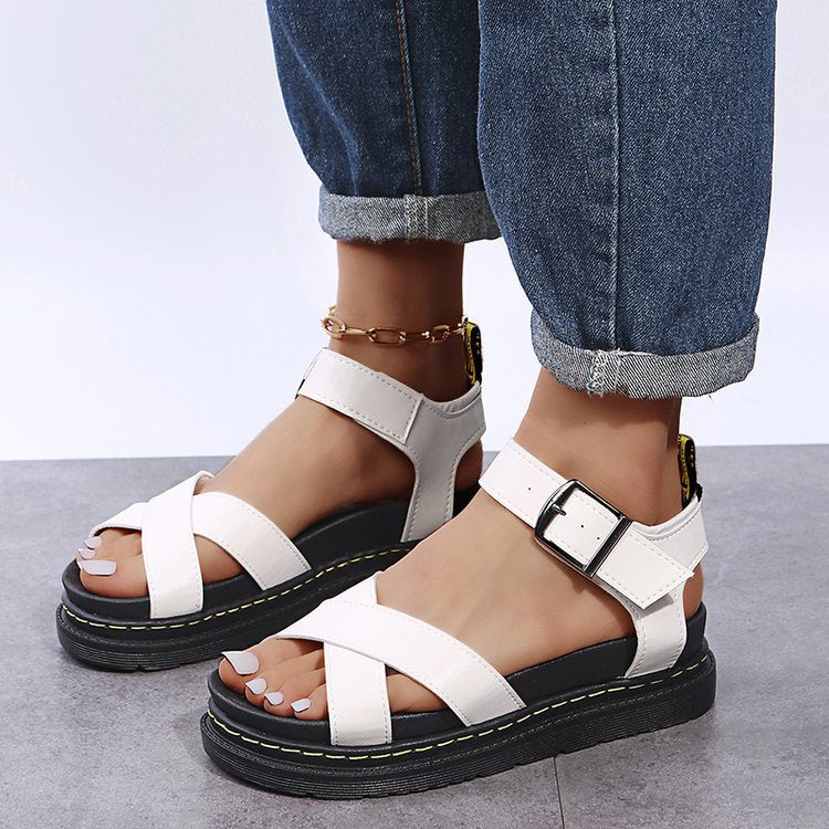 Womens Flat Roman Sandals Thick Hollow Out Sandals