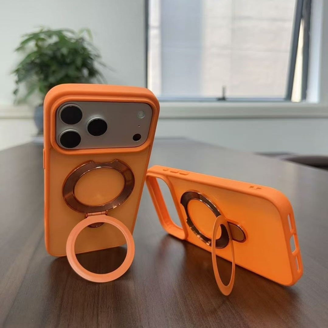 Skin-Like Contrast Color Magnetic Phone Case with Stand