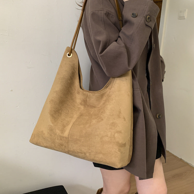 Minimalist Retro Suede Shoulder Bag