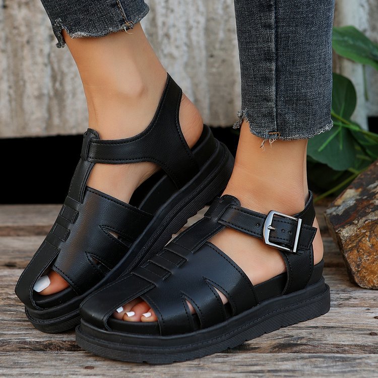 Womens Flat Roman Sandals Thick Hollow Out Sandals