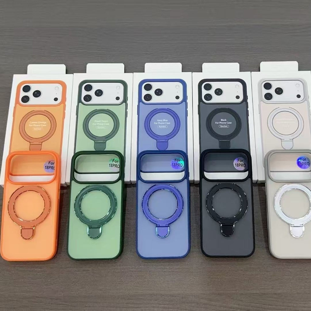 Skin-Like Contrast Color Magnetic Phone Case with Stand