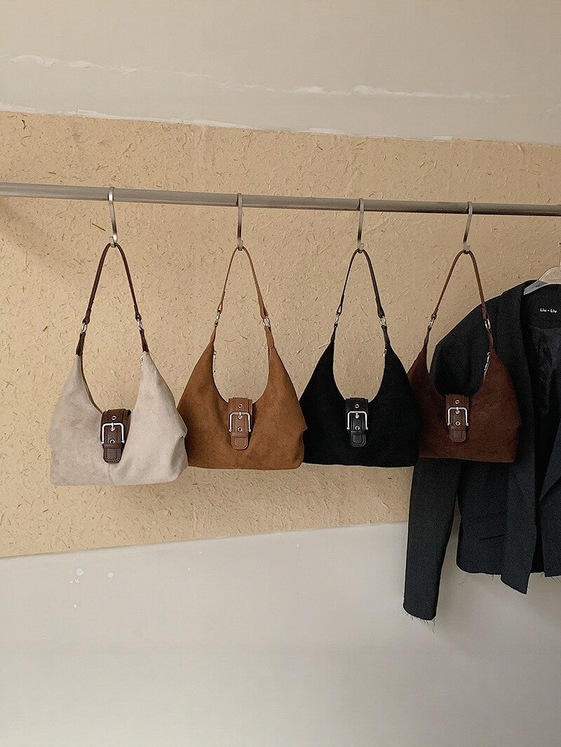 Vintage Suede Shoulder Bag for Women