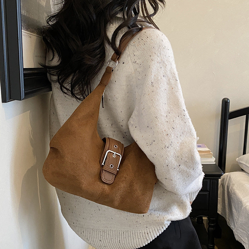 Retro Suede Shoulder Handbag
