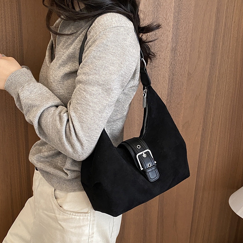 Vintage Suede Shoulder Bag for Women
