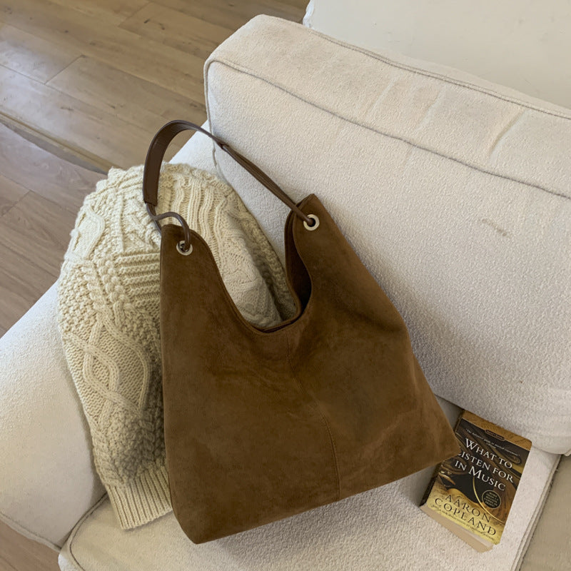 Minimalist Retro Suede Shoulder Bag